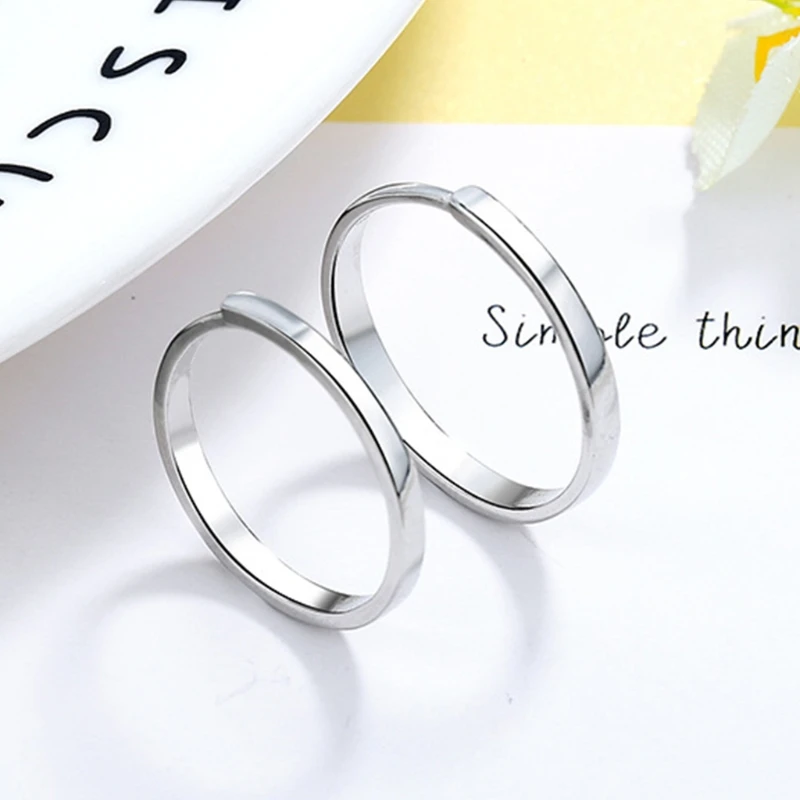 

652F Sun and Moon Lover Couple Rings Set Simple Fashion Men Women Ring Engagement Wedding Jewelry Gifts