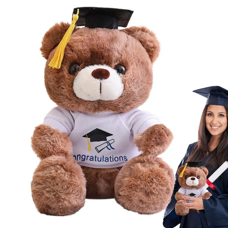 

Плюшевый медведь на выпускной, 2023 плюшевый медведь Teddys с докторской шапкой, окрашенный мех, настольное украшение для детей, 2023