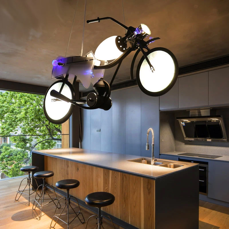 

Pendant Lamp Led Art Chandelier Light Room Decor Modern motorbike dining hanging ceiling indoor