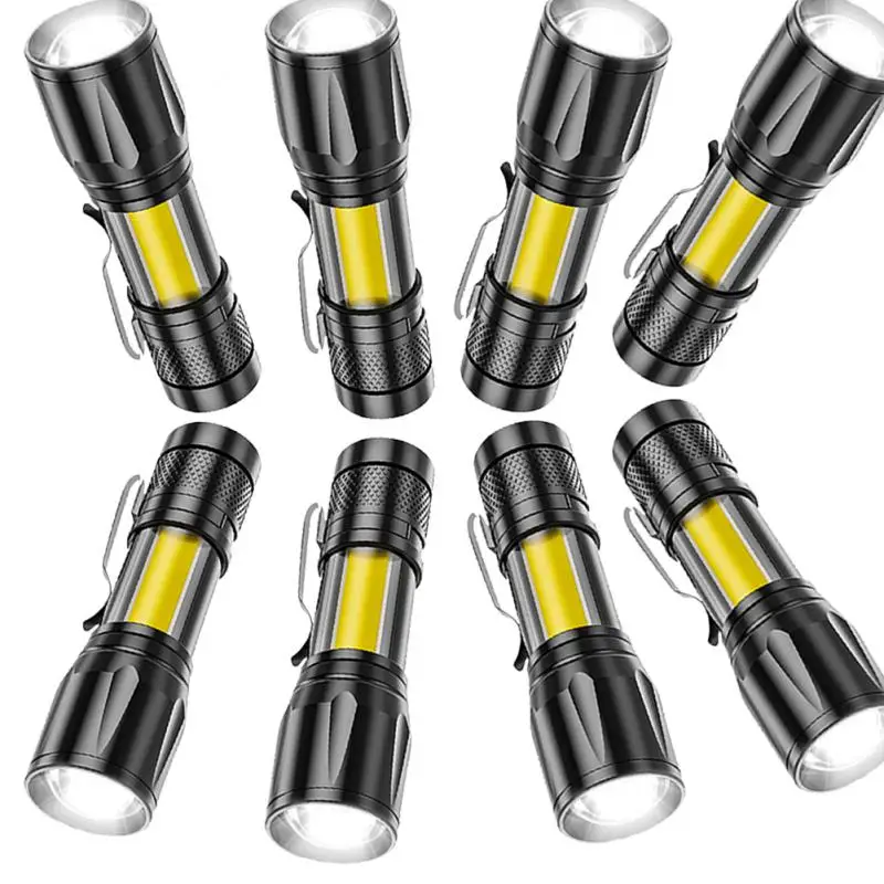 

8 шт. встроенный аккумулятор Zoom фокус Мини светодиодный фонарик 2000 люмен регулируемая ручка водонепроницаемый светильник онарь T6