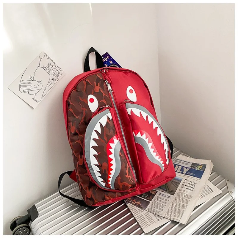 Xiaomi 2023 New Shark Printing Backpack Street Trend Backpack Waterproof Large Capacity Cartoon Student Schoolbag Gift