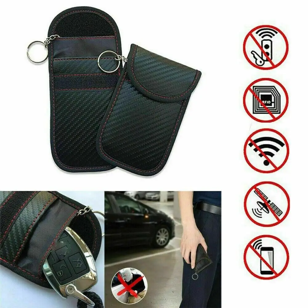 

Card Bag Unisex Anti-theft Keyless RFID Blocking Bag Car Key Signal Blocker Case Faraday Cage Fob Pouch Car Key Bag