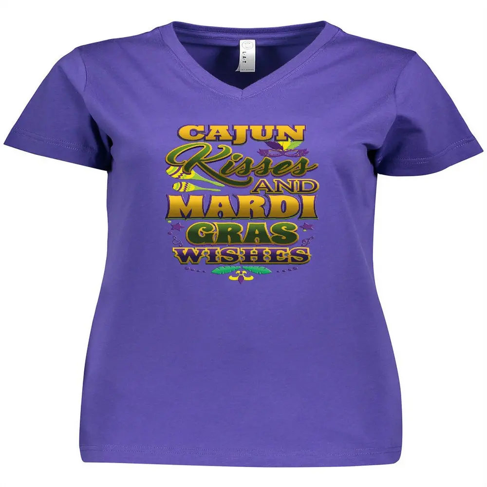 

free shipping Mardi Gras Wishes Cajun Kisses Women`s V-Neck T-Shirt