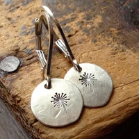 bohemia wishing dandelion hoop dangle earrings for women silver round carved metal plant flower earring pendientes bijoux