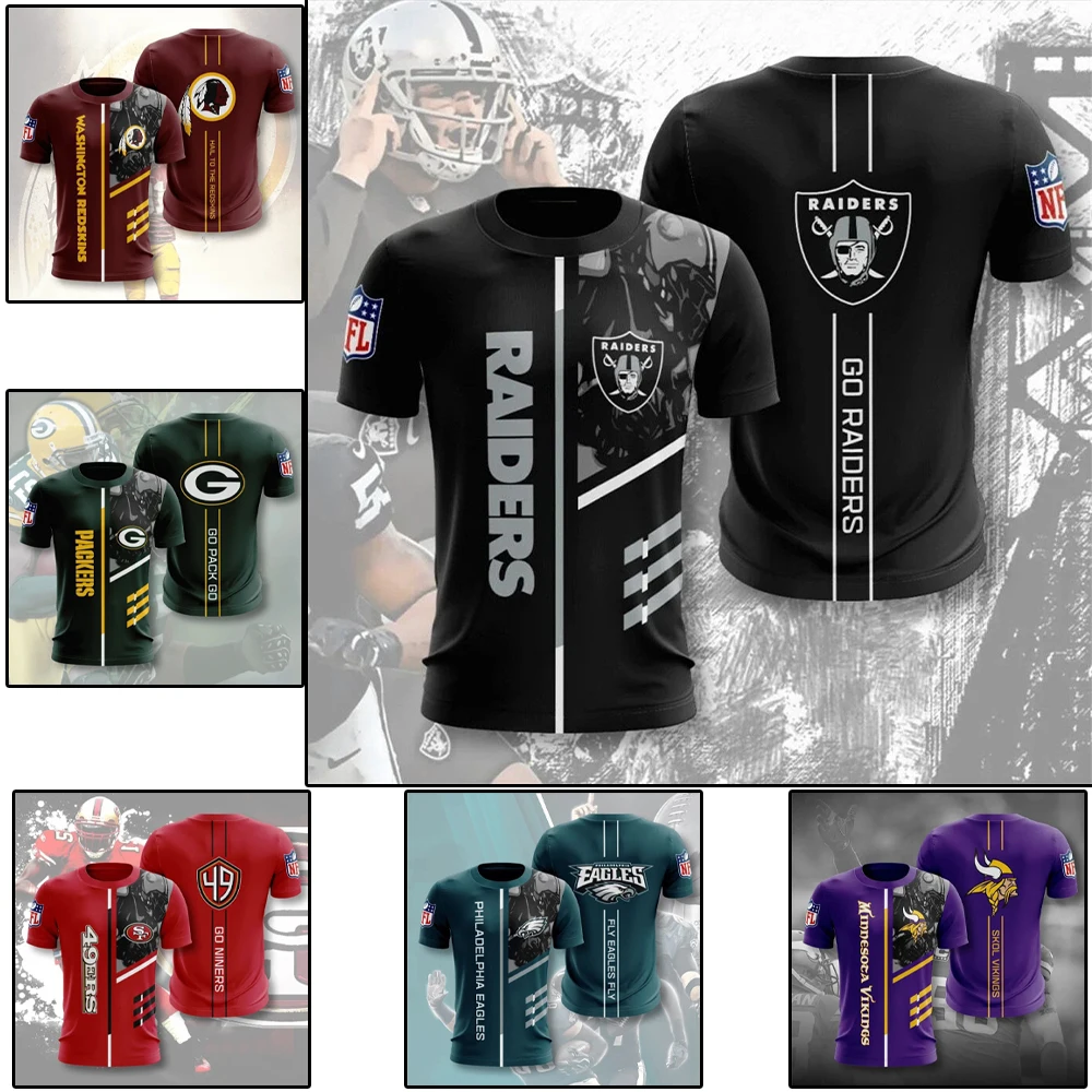 

2023New American Football 3D Printing Men's T-shirt Sports Harajuku Fashion Short Sleeve Shirt Summer Street Unisex T Shirts Top