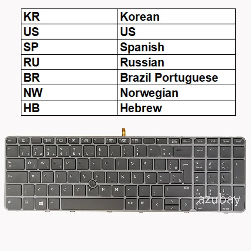 Клавиатура для HP Elitebook 755 G3 G4/ 850 Zbook 15u G4 821157-201 -071 США испанский русский бразильский