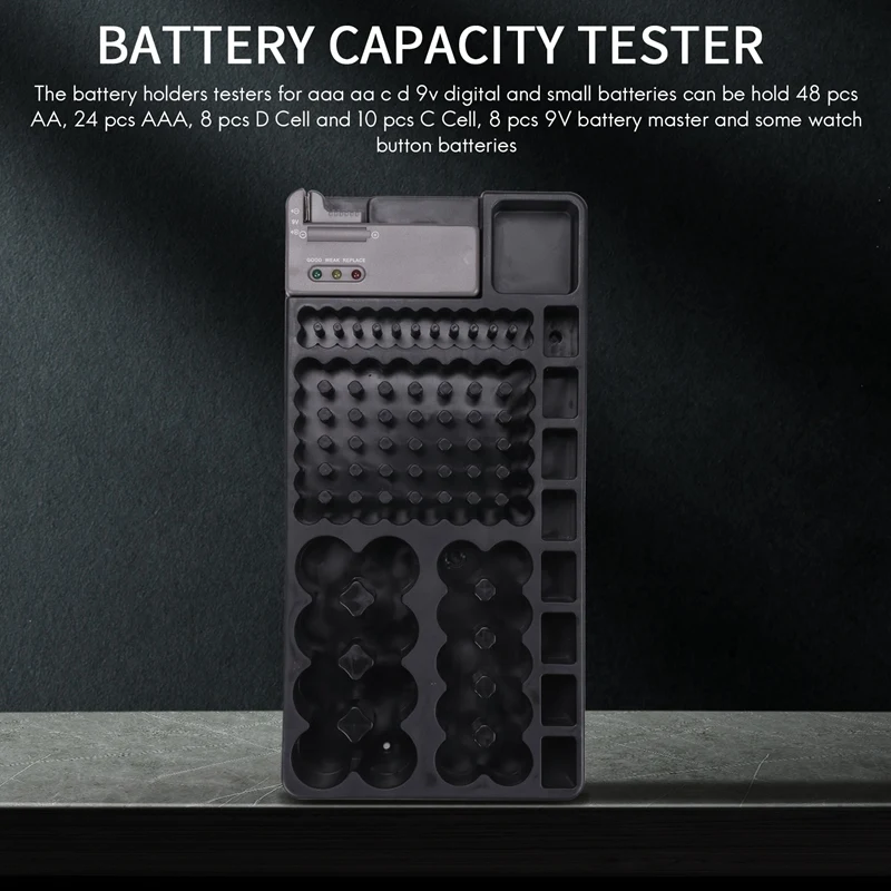 Держатель-органайзер для хранения аккумуляторов с тестером-держатель