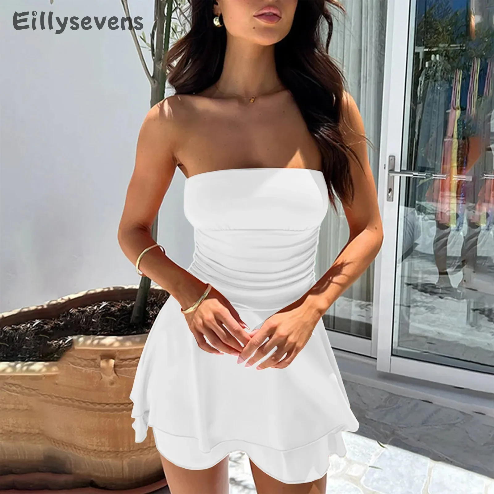 sukienki dla kobiet seksowne krótkie Moda Jednolity kolor Seksowna sukienka bez ramiączek Krótka Slim Fit Wrapped Buttocks traf vestidos