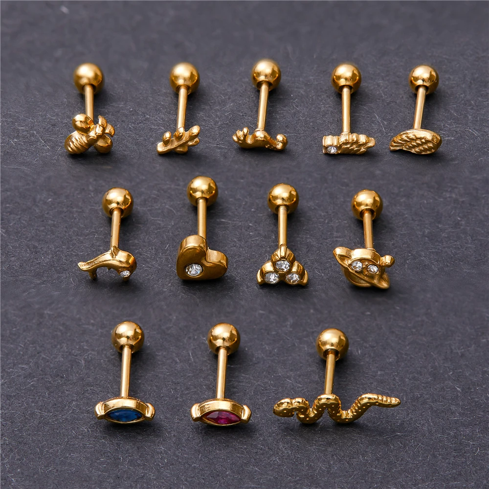 

Серьги-пирсинг женские и мужские из нержавеющей стали с разноцветным цирконом, ювелирные изделия для тела, 2023, 1 шт.