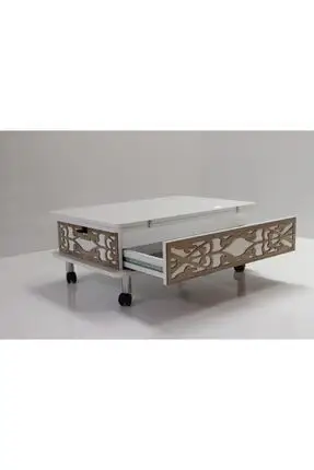 

Modern lux Smart Magic Coffee table 3 Kadameli Drawers Wheels White coffe table