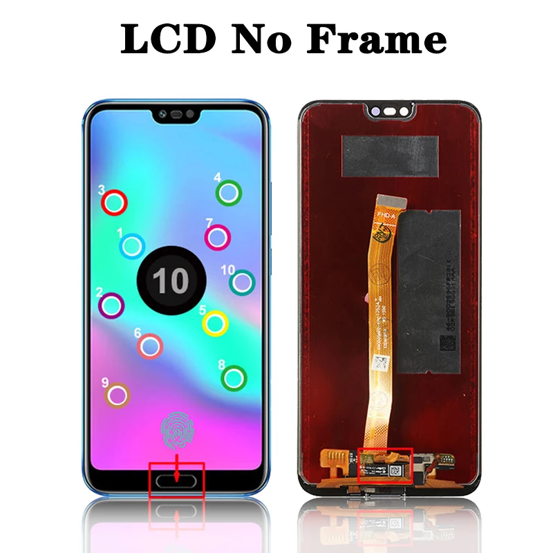 100% Оригинальный сенсорный экран с отпечатком пальца 5 84 ''для Huawei Honor 10 LCD COL-L29