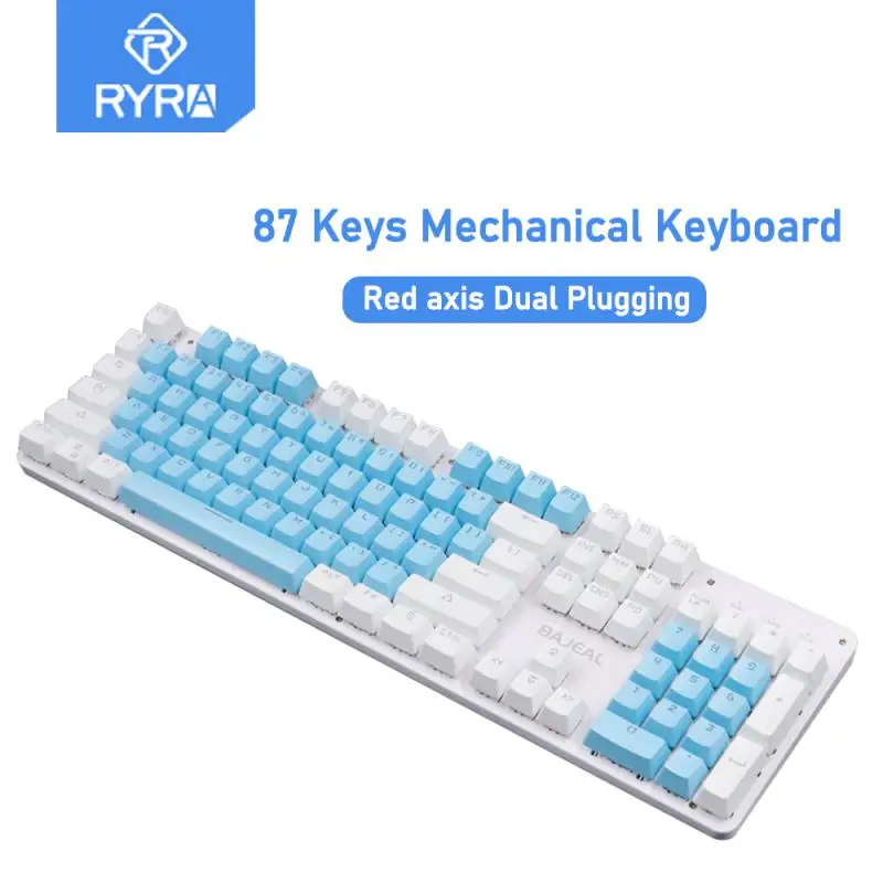 

RYRA 87 Keys Gaming Mechanical Keyboards Red Axis Dual Plugging USB Wired RGB Esports Backlit Keyboards Dazzling Color Send Axis