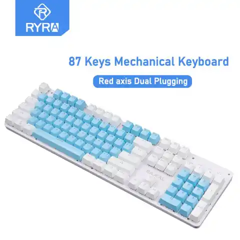 Игровая механическая клавиатура RYRA 87 клавиш красная ось Двойное Подключение USB Проводная RGB Киберспорт Подсветка клавиатуры ослепительный ...