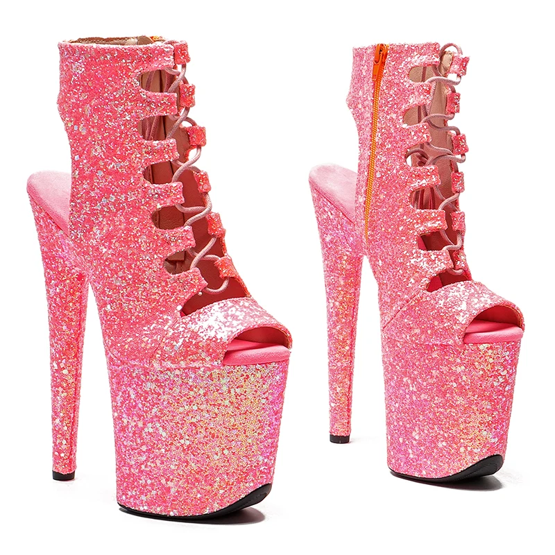 Leecabe 20CM/8Inches shine New Boots Nightclub Stage Fashion Club Stage Performance High Heel Bottom Boots 2B