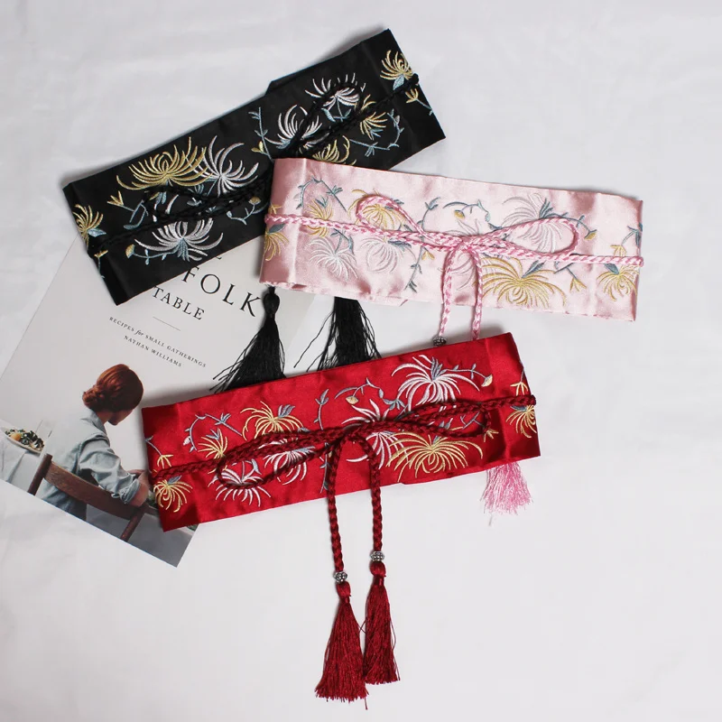 Женский шелковый пояс с кисточками ретро китайское платье вышивкой декоративный