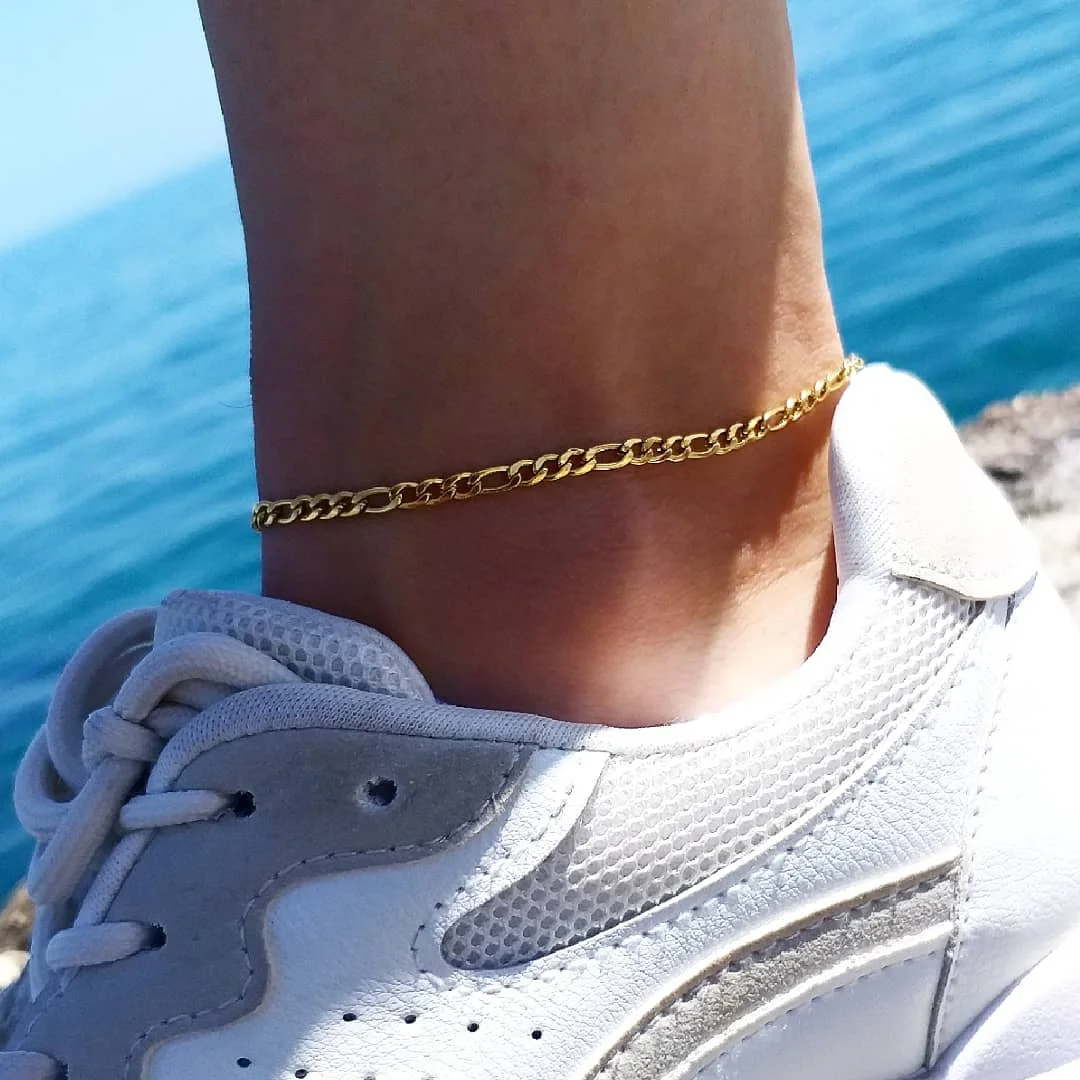 

GD Snake Chain Anklet for Women Girls Adjustable Summer Beach Chain Ankle Gifts Stainless Steel Not Allergic Qualiity 316 Jewel