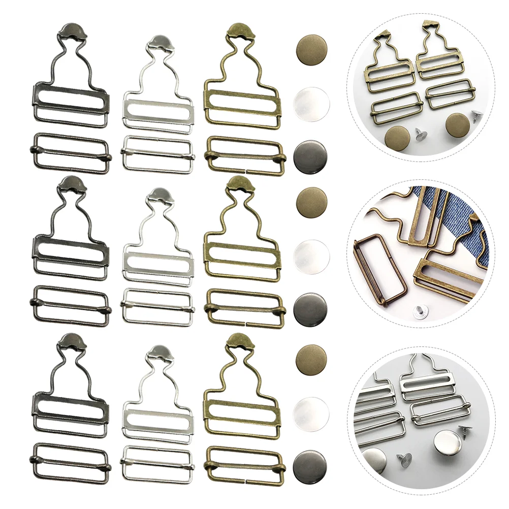 

30 sets of Iron Suspender Gourd Buckles Suspender Trousers Buttons Supplies