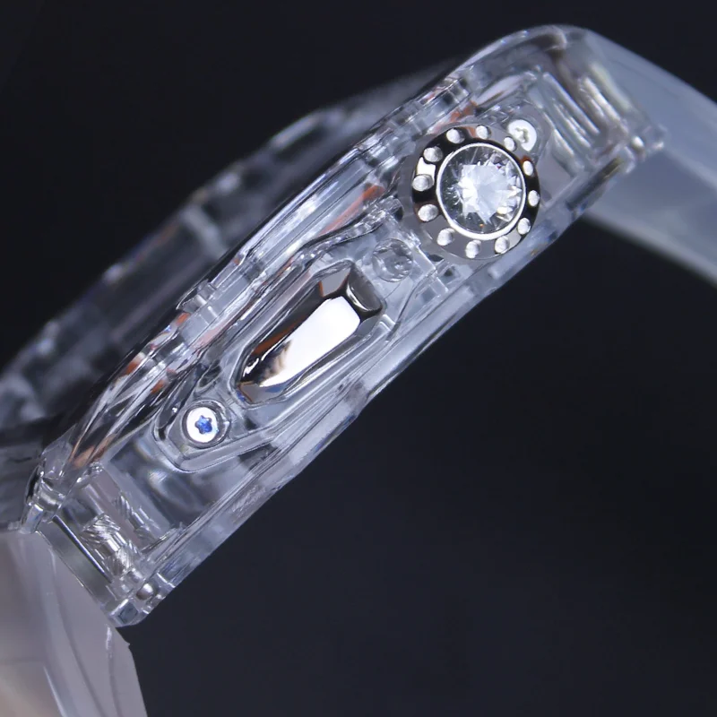 Transparent Mod Kit Case For Apple Watch 49mm 45MM 44MM Fluororubber Band For iWatch Series Ultra 8 7 6 5 4 SE Silicone Strap