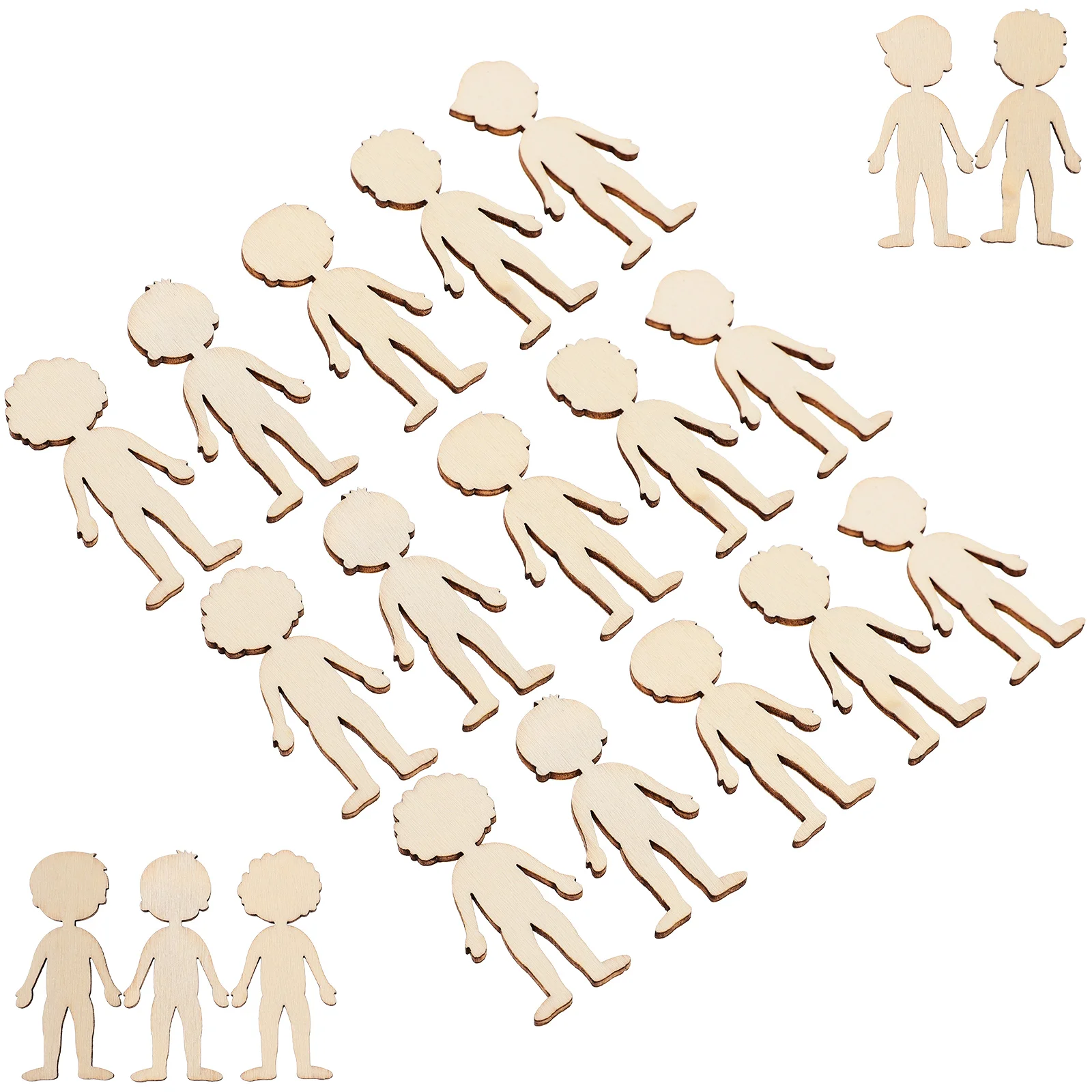 

50 Pcs Figure Cutouts DIY Wooden Slices Prop Toys Babies Embellishments Graffiti Chips Baby Figurines Decor