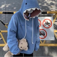 funny shark patchwork hoodies autumn kawaii womens sweatshirt oversized casual long sleeve pullover cotton couple y2k clothes