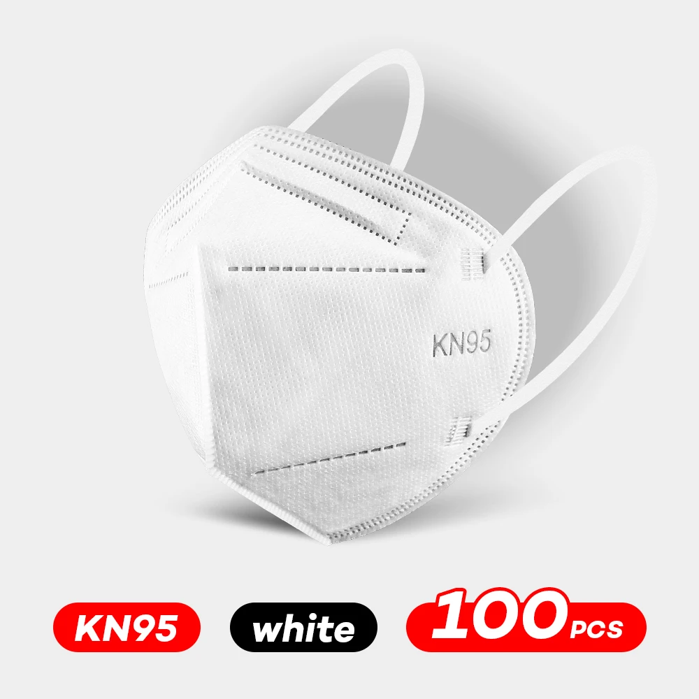 

Маски KN95 пылезащитные для мужчин и женщин, фильтрация 5 слоев, 100 шт.