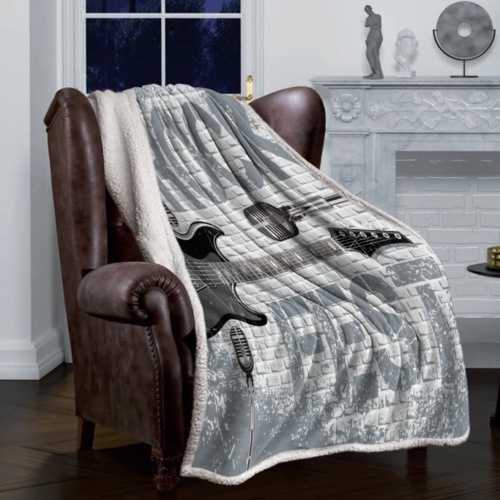 Зимнее теплое Флисовое одеяло с музыкой рок-гитары детское домашние кашемировые