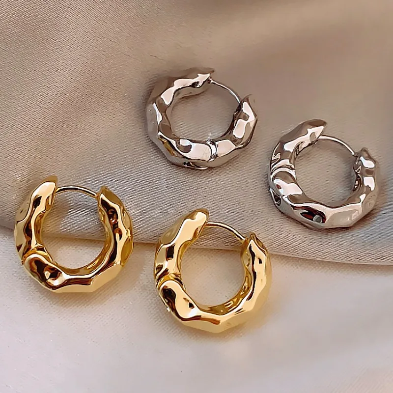 Женские плиссированные серьги-кольца
