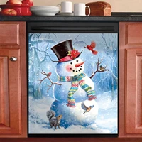 yoso snowman magnetic dishwasher cover christmas front decoration winter decorative door sticker for magnet decor home kitchen