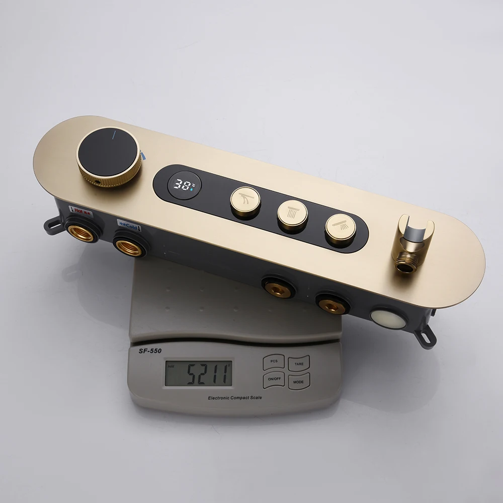 2023 Современный матовый золотой 3-сторонний латунный термостатический цифровой