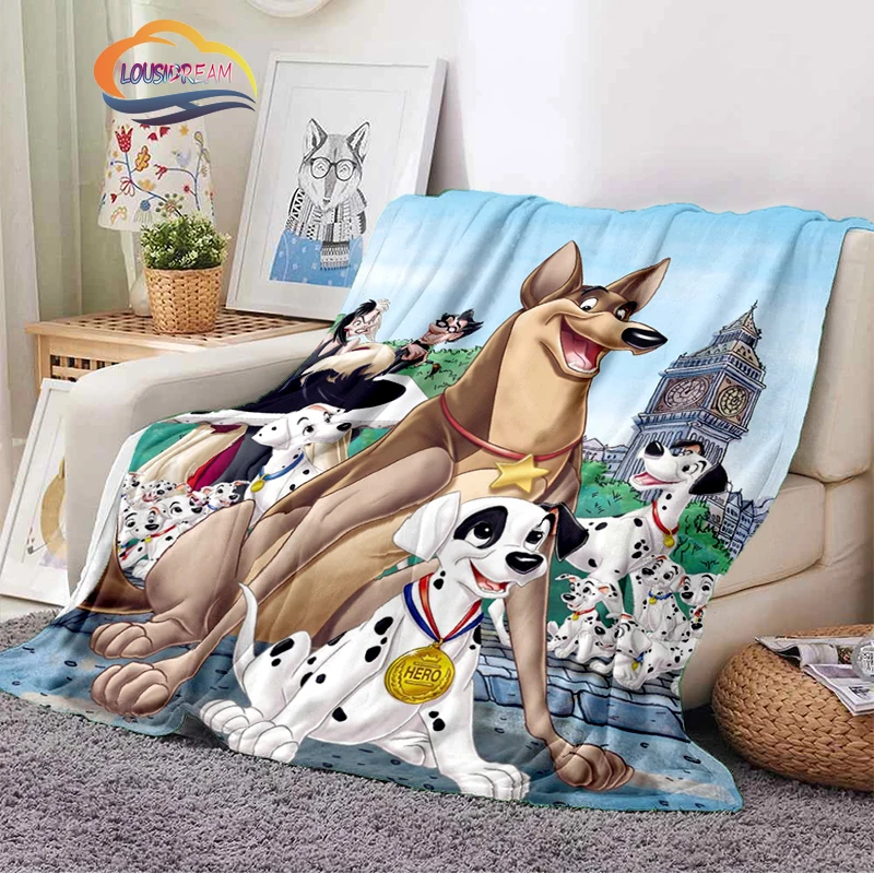 

Cartoon Dog Blanket 101 Dalmatians Pongo and Perdita Fashion Flannel Blanket Warm Plush Portable Sofa Blanket and Bedspread