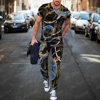 fashion tracksuit suit patchwork pattern series high quality all match outfit 3d printed breathable casual 2 piece sets mens 6xl