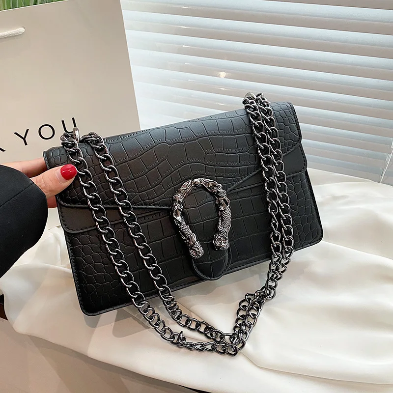 

Europe and the United States new alligator vintage chain women's single shoulder crossbody handbag