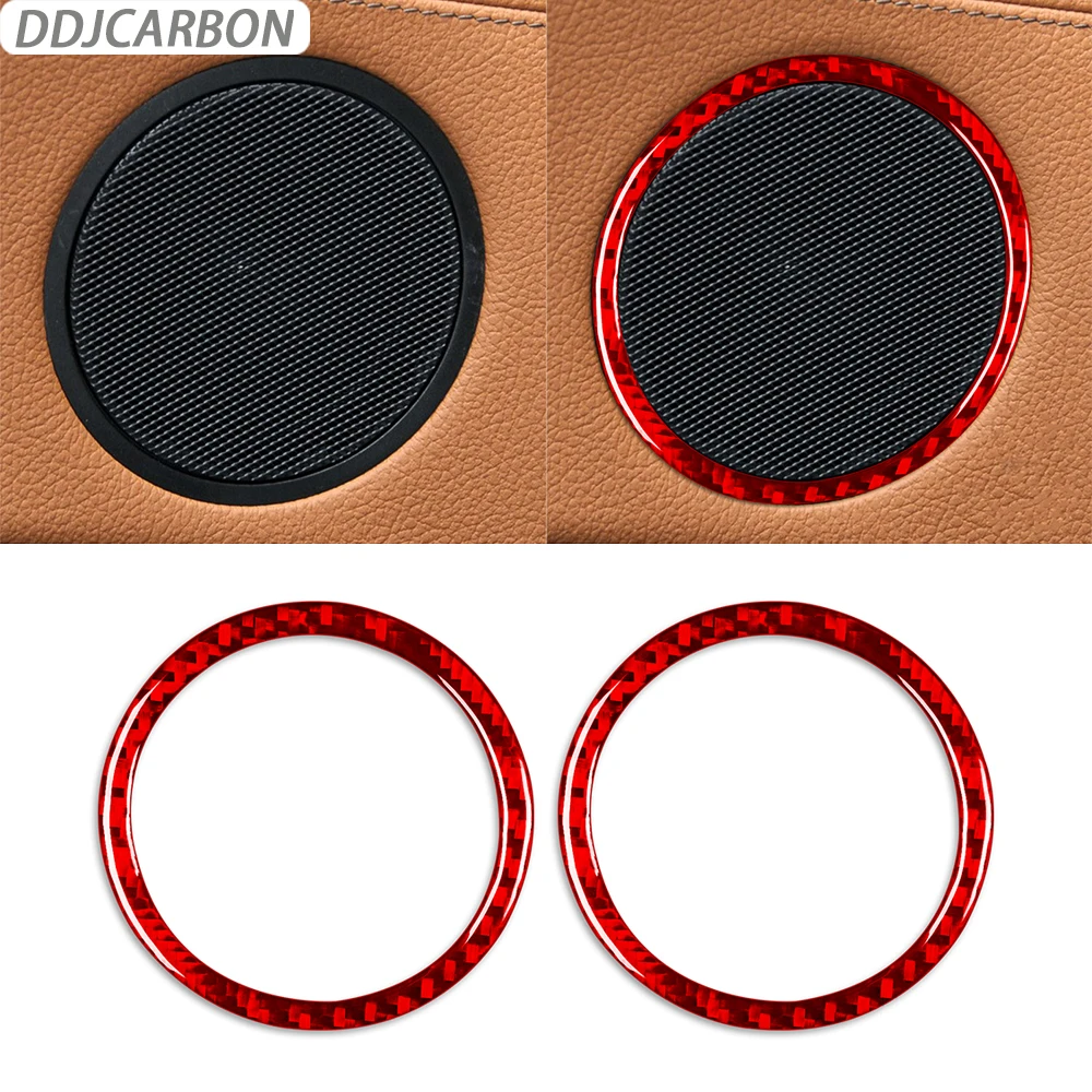 

Красные декоративные полоски из углеродного волокна для дверного динамика и звукового сигнала, аксессуары для интерьера автомобиля, декоративная наклейка для BMW X5 E53 2000-2006