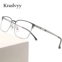 krasivyy pure titanium glasses frame men new korean square eyewear male classic full rimless optical prescription eyeglasses