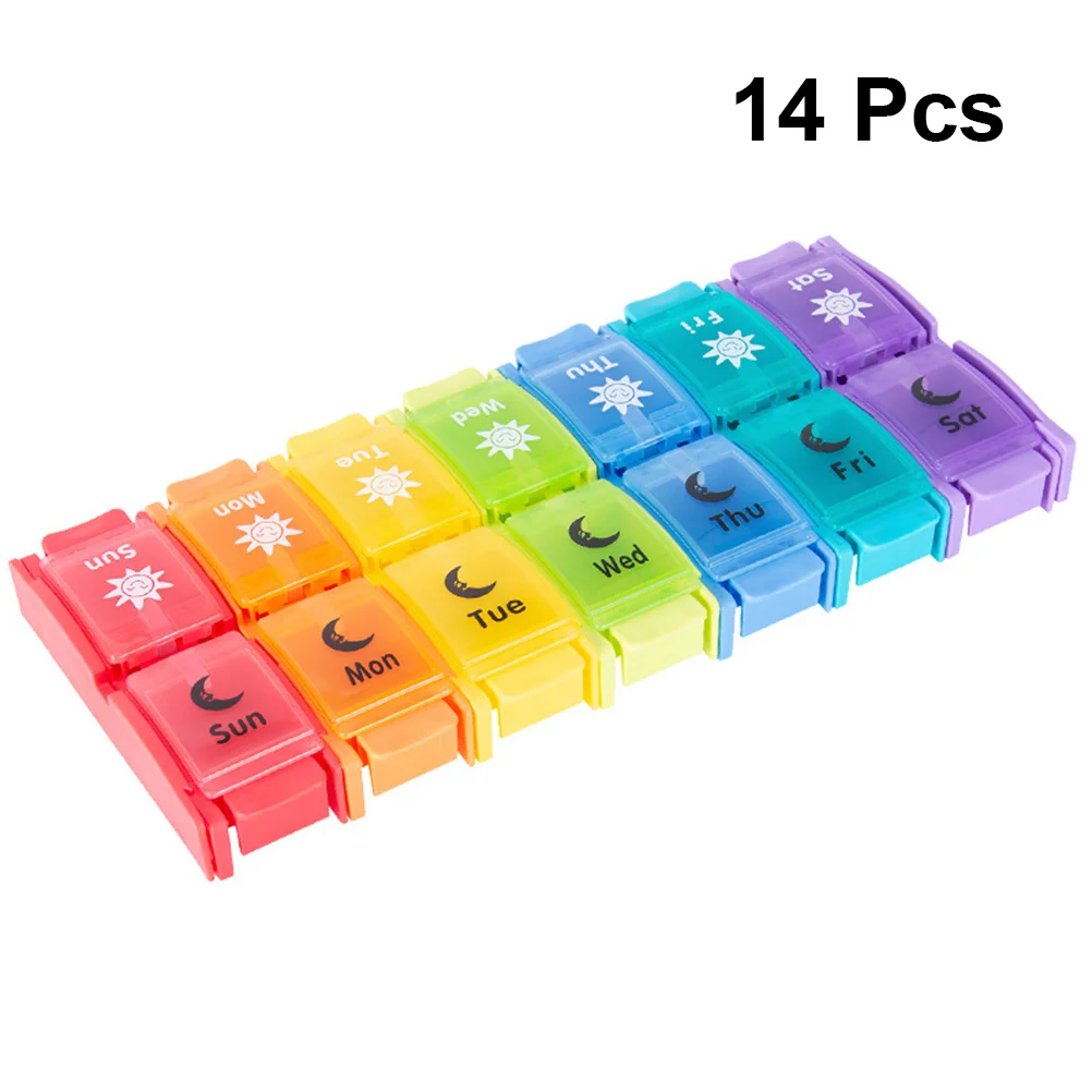 

7 Days Organizer Weekly Case Vitamin Box Container Portable Rainbow Planner for Daily Oil Supplements Medication