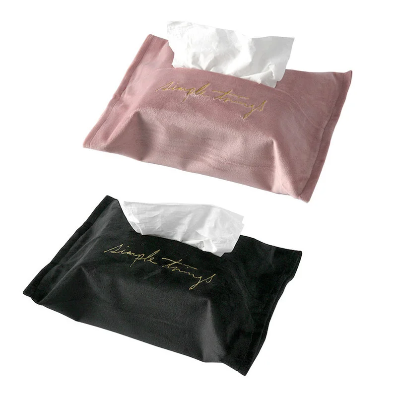 

Универсальный автомобильный бархатный держатель для салфеток, регулируемая плотность, с тонкой вышивкой, розовый/черный чехол для салфето...