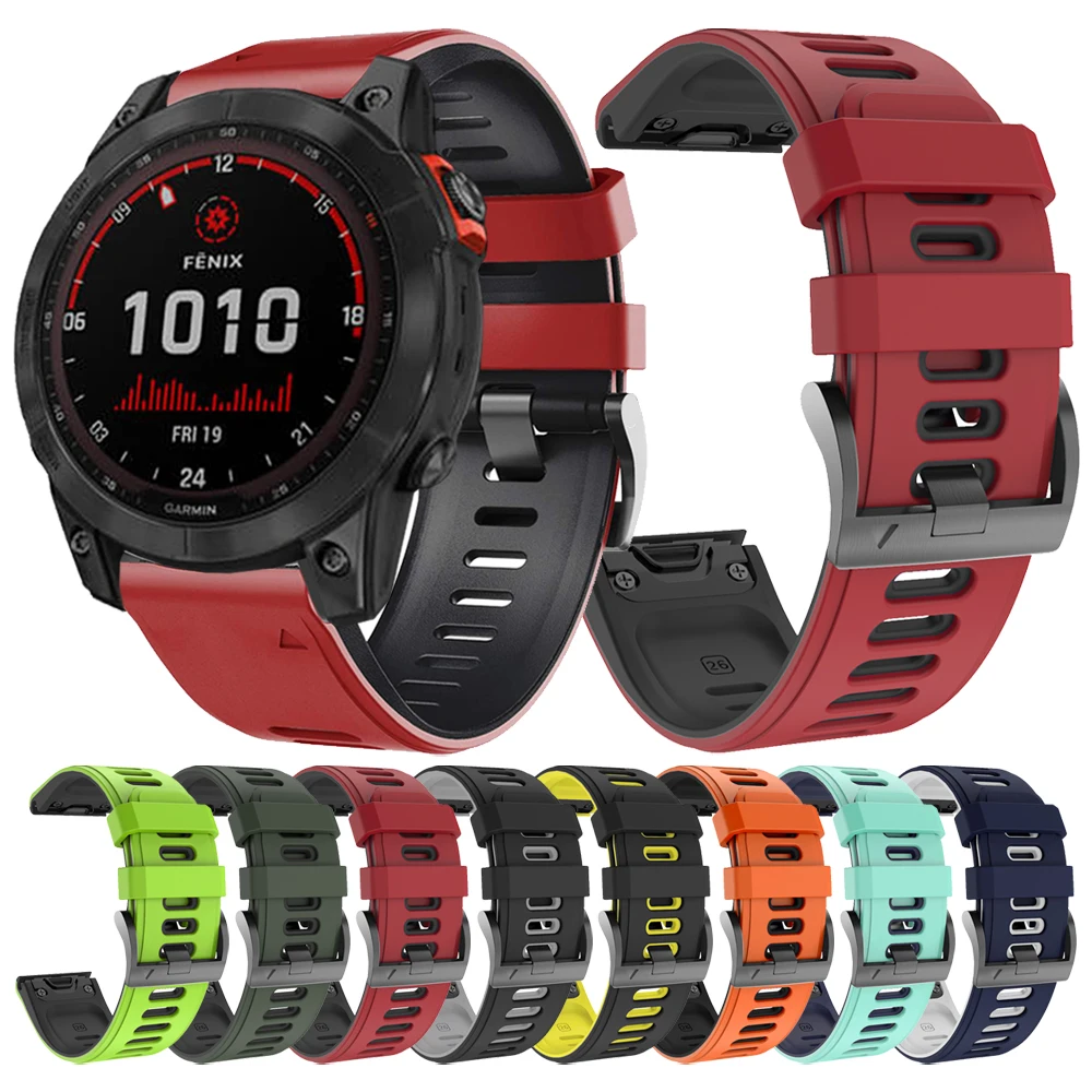 

26mm 22mm 20mm Silicone Strap For Garmin Fenix 7 7X 7S 6 6X 6S Pro 5X 5S Plus/Instinct 2/Mk2 Mk2i/S62/EPIX QuickFit Wrist Band