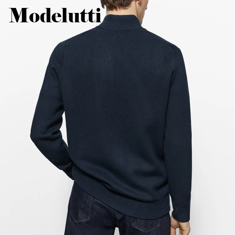 Вязаный свитер с длинным рукавом и карманами весна-осень |