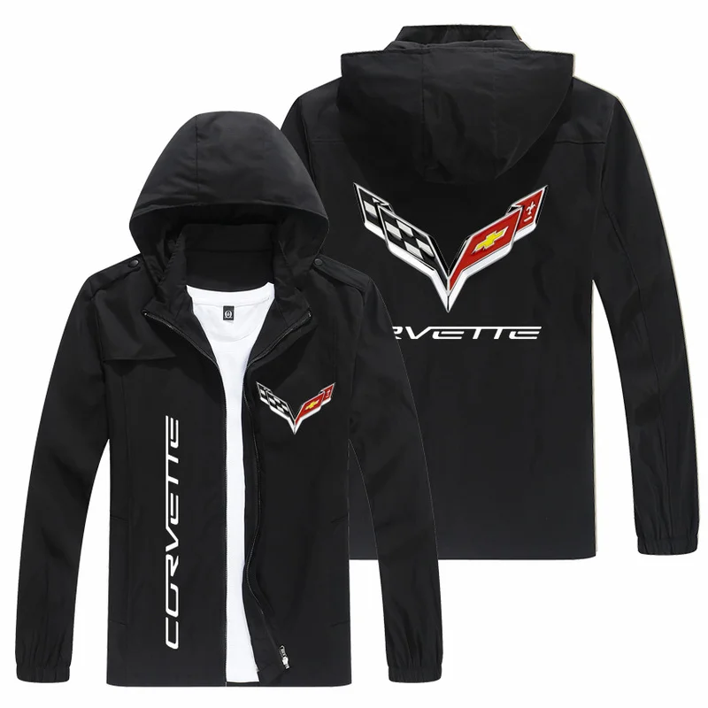 

New Men Jacket Corvette Logo Print Zipper Cardigan Jackets Fashion Slim Casual Baseball Uniform Biker Jacket Coat Tops M-XXL