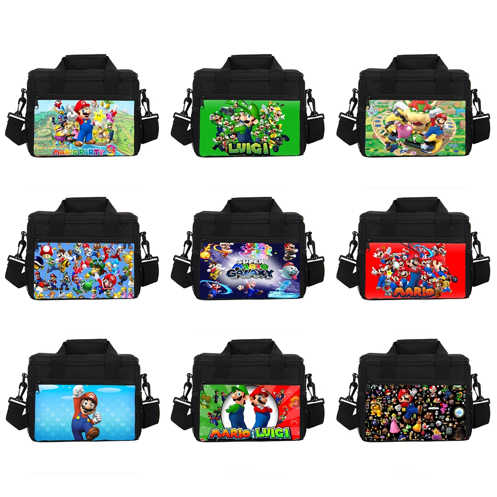 

Games Super Marios Bros Bags Outdoor Picnic Bag Anime Action Figures Luigi Yoshi Bowser Cartoon Shoulder Crossbody Lunch Bags