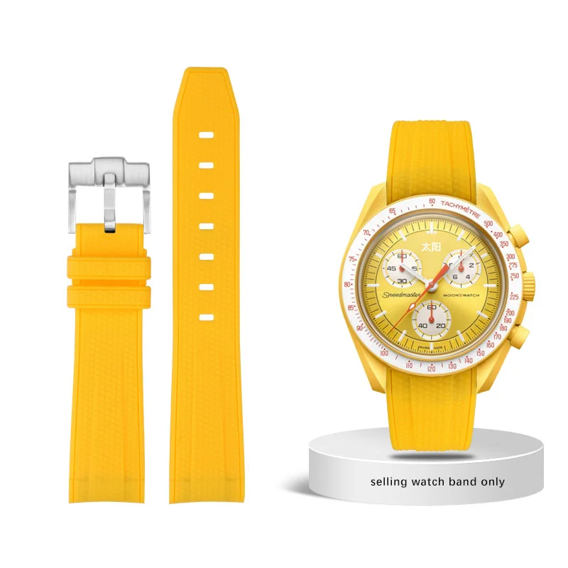 Curved End Rubber Strap For Omega For Swatch Co Branded Joint MoonSwatch 20mm Men Women Waterproof silicone Watchband Bracelet