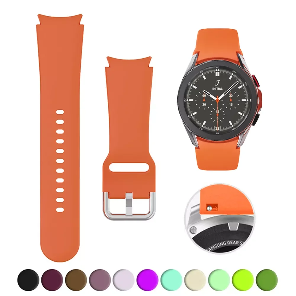 

20MM Silicone Strap For Samsung Galaxy Watch 4 Classic 42mm 46mm smart watch Wristband Bracelet Galaxy Watch 4 40mm 44mm band