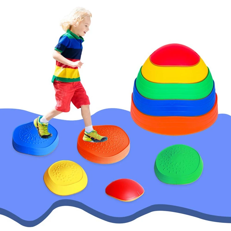 

-5 PCS Rainbow Crossing River Stepping Stones Kids Portable Stackable Wave Blocks For Balance Coordination Toys