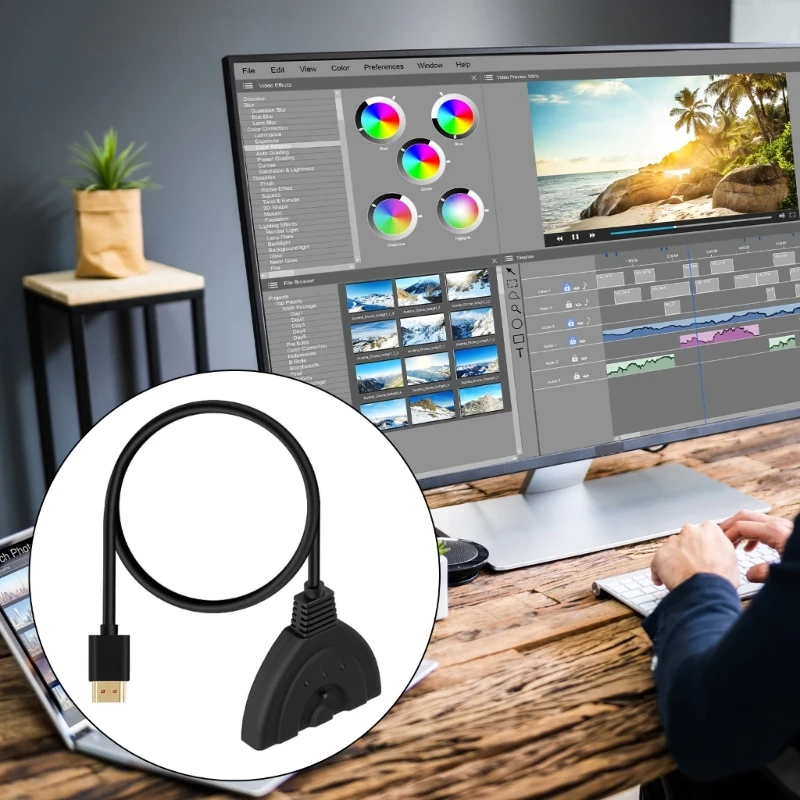 Переключатель HDTV 3 в 1 выход 4K при 60 Гц Разветвитель коммутатора 2.0 с кабелем