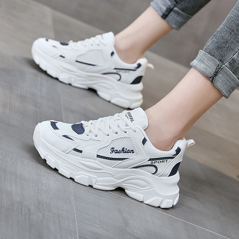 

spring Sneakers Women Thick Bottom Daddy Shoe Thick Bottom Round Toe Breathing Leisure Female Vulcanize Shoes sneakers shoes