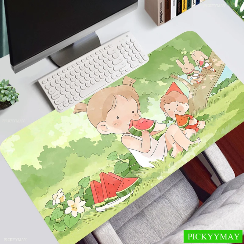 gaming computer mouse pad cute plant grass large mouse mat big desk mat non slip rubber base mousepad for laptop game waterproof free global shipping