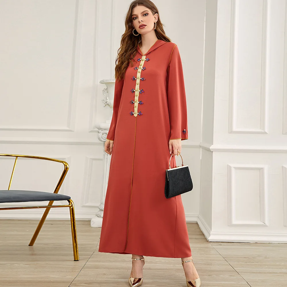 Eid Mubarak Abaya Dubai Handwork Diamonds Caftan Marocain Turkey Islam Muslim Dress Women Kaftan Robe Musulmanes Djellaba Femme