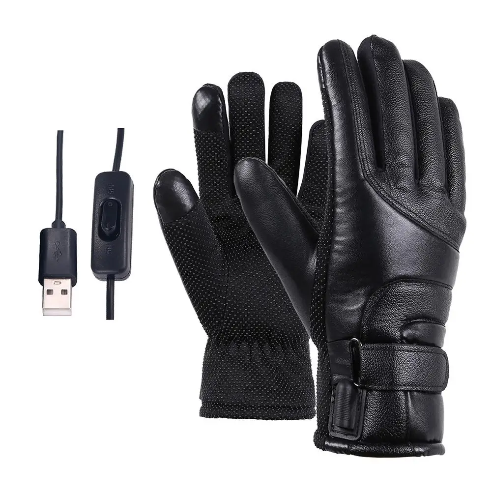 

USB Heated Gloves Winter Mittens Ergonomics Winter Warm Gloves Heated Full Finger Mittens Wear-resistant for Motorcycle Cycling