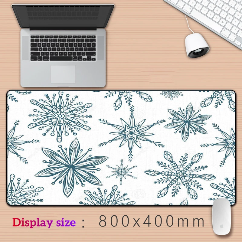 

Snowflake Christmas Art HD Printing XXL Mouse Pad Gamer Accessory Hot Large Desk Pads Computer Lock Edge Keyboard Non-slip Mat