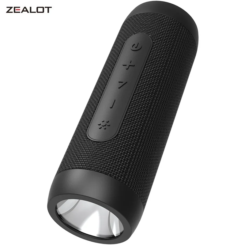 

ZEALOT S22 Boombox Mini USB Portable Bluetooth Speaker FM Radio Wireless Speaker with Led Flashlight+Power Bank,support TF card